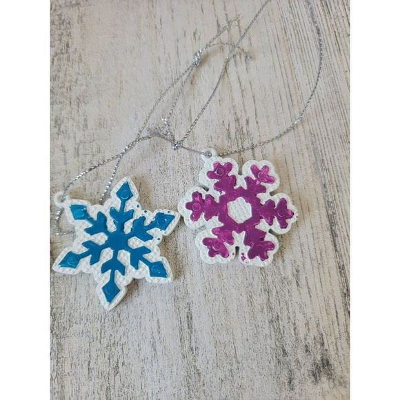 Multicolor mini wooden snowflake ornament Xmas Decor set - Picture 4 of 7